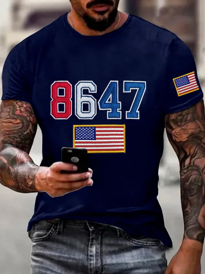 🔥Buy 3 Get 15% Off🔥Men's Retro8647 Flag Print Casual T-Shirt