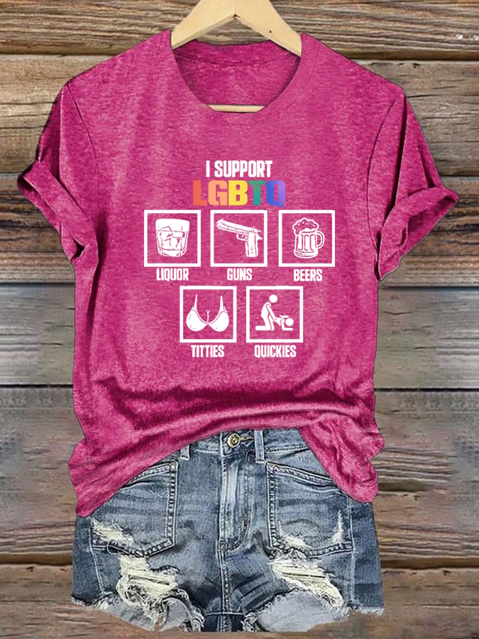 Women's I support LGBTQ Print T-shirt