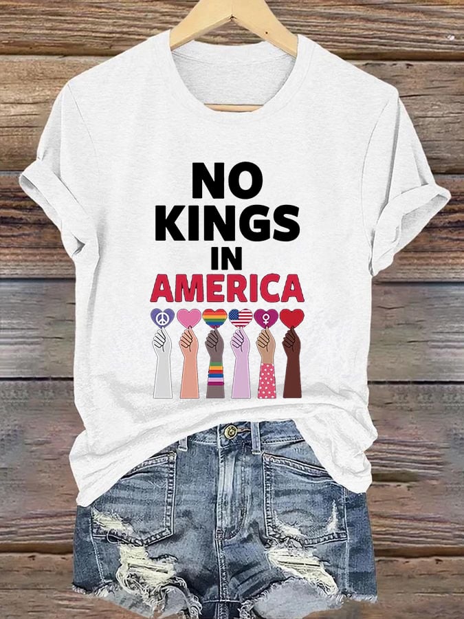 🔥Buy 3 Get 15% Off🔥Women's No Kings In America Print Caasual T-shirt