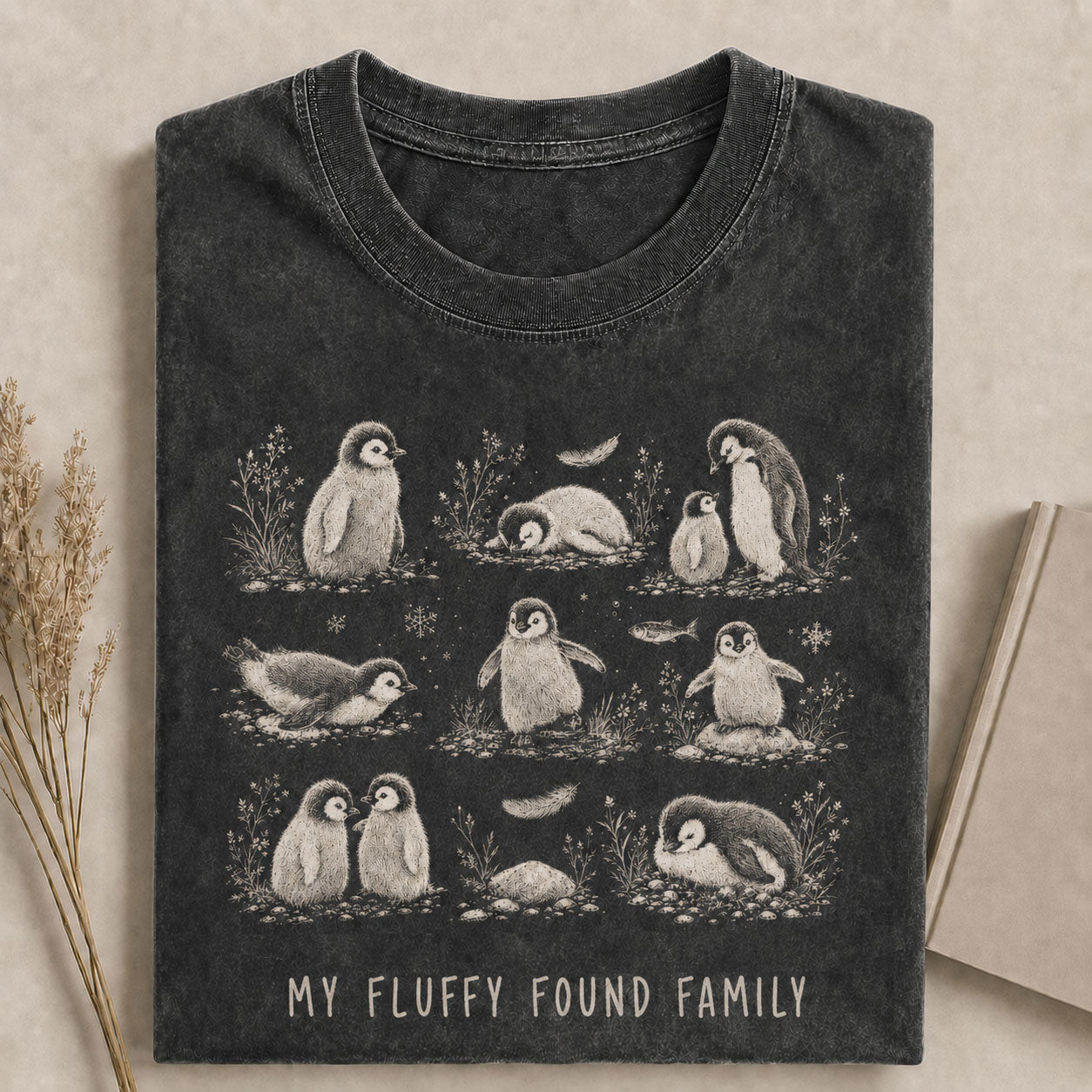 My Fluffy Found Family Penguin Vintage Comfort Colors Tee