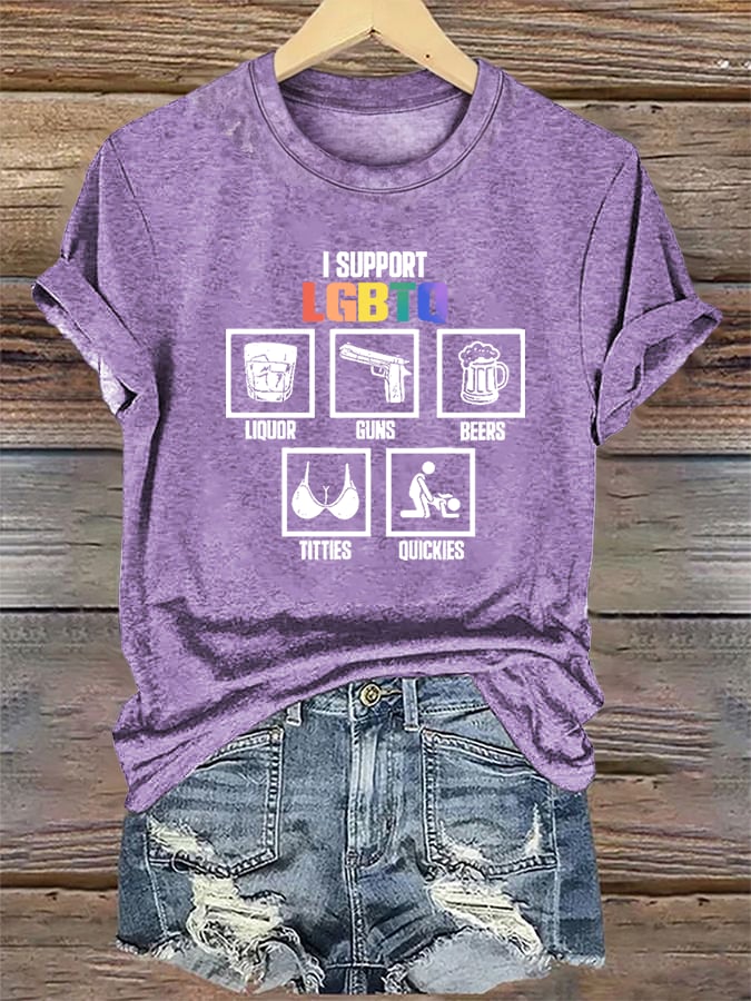Women's I support LGBTQ Print T-shirt