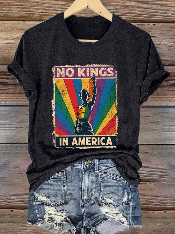 🔥Buy 3 Get 15% Off🔥Women's No Kings In America Print Caasual T-shirt