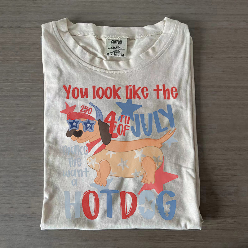 Funny 4th Of July Hotdog Dog T-shirt