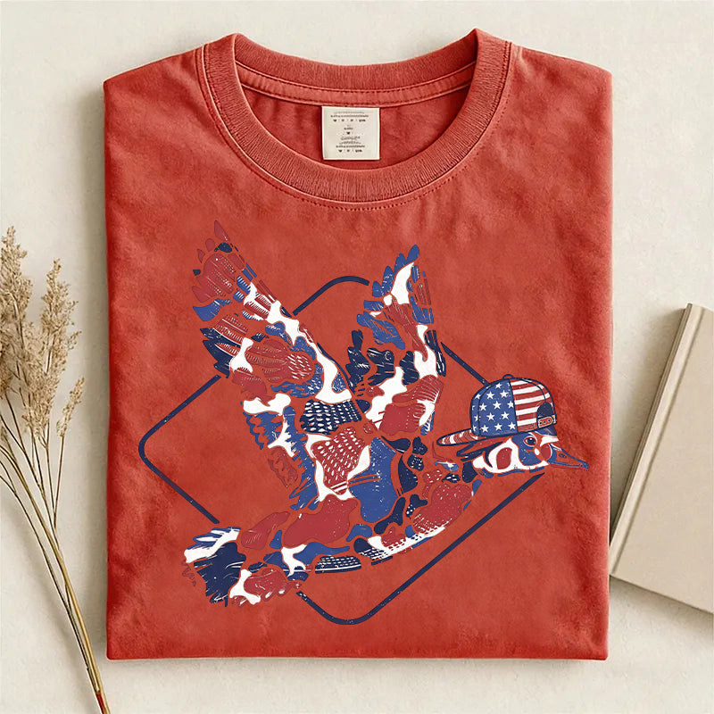 Red White Blue Flying Mallard Duck T-shirt
