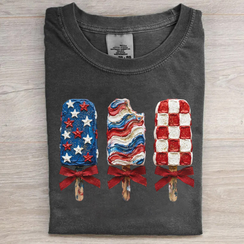 Patriotic Red White Blue Summer Popsicle T-shirt
