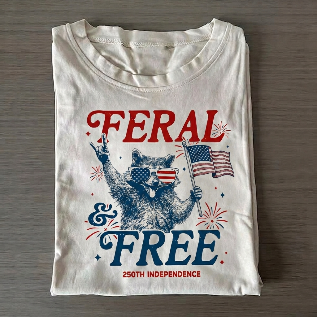 Funny Raccoon Independence Day T-Shirt