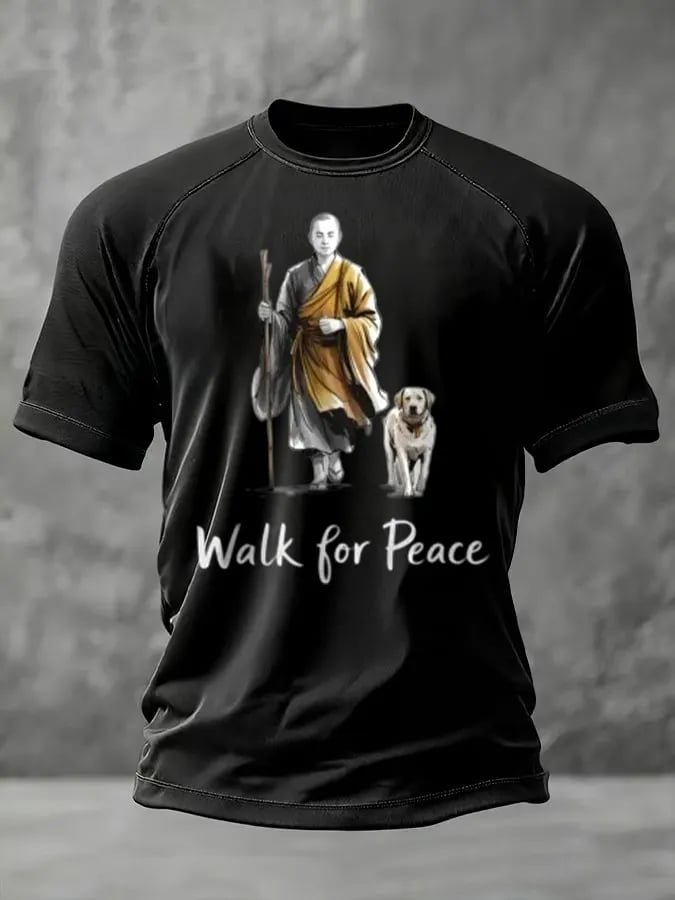 Men's Retro Walk For Peace Art Print Shirt