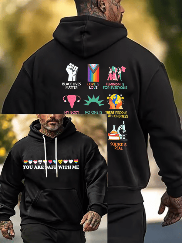 Men's You are safe with me Print Hoodie