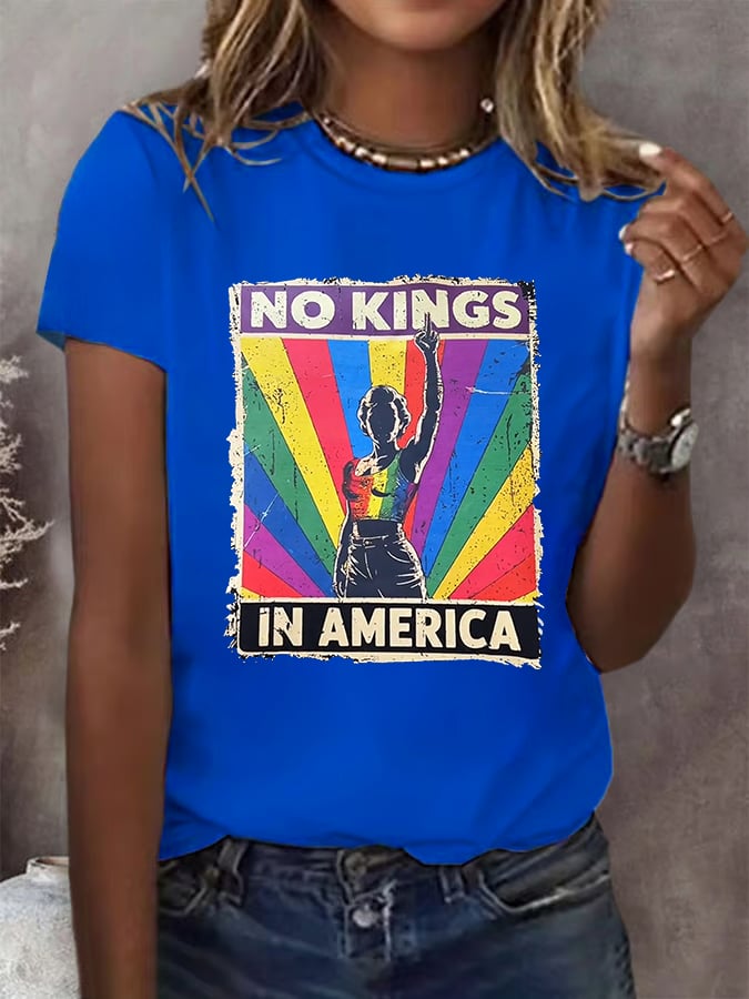 🔥Buy 3 Get 15% Off🔥No Kings In America Print T-shirt