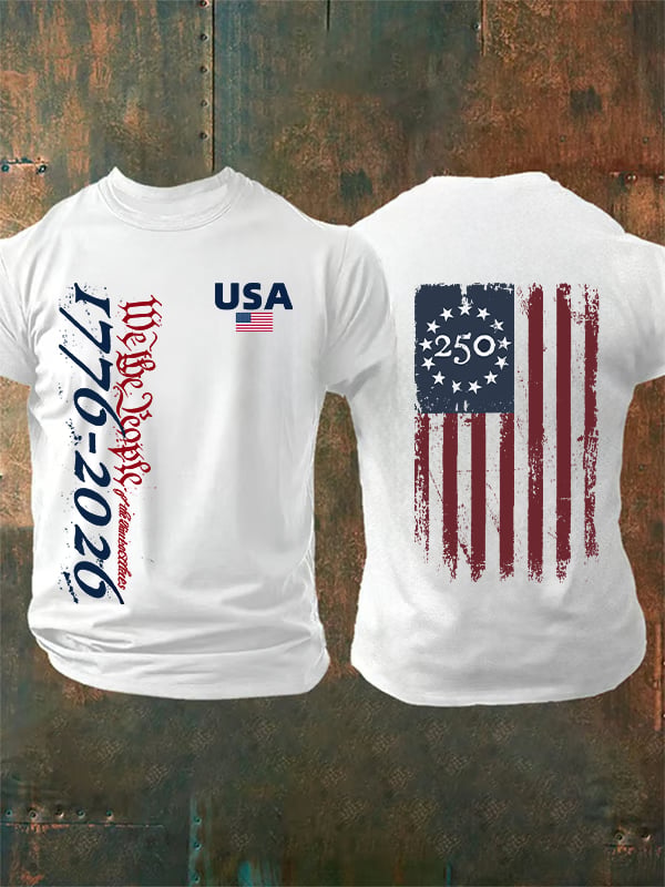 Men's USA 250TH Print Crew Neck T-Shirt