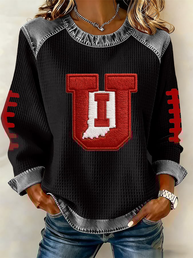 Women's Retro Football Print Sweatshirt