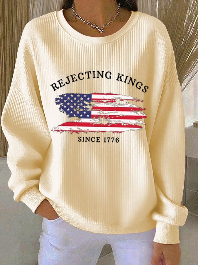 🔥Buy 3 Get 15% Off🔥Women's Rejecting Kings Since 1776 Print Casual Sweatshirt