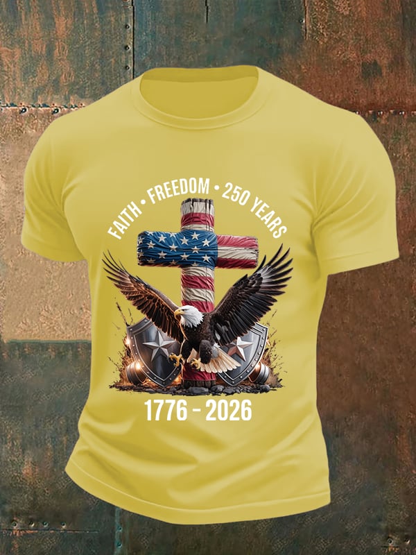 Men's Faith-Freedom-Legacy 250 years strong Print T-Shirt