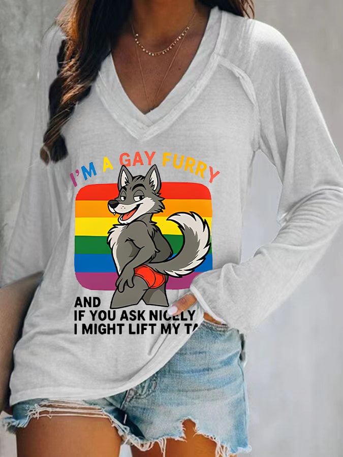 Women's I'm a gay furry Funny LGBTQ Pride Month Shirt