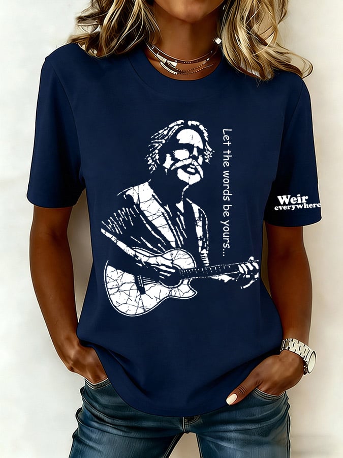 ๐ฅBuy 3 Get 15% Off Women's Let The Words Be Yours Print Round Neck T-shirt