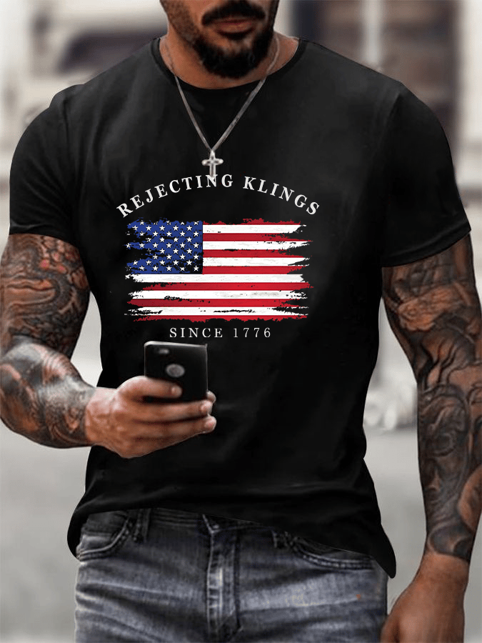 Men's Casual Rejecting Kings Printed T-shirt