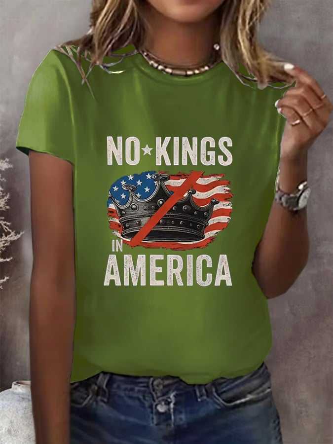 No Kings In America Print T-shirt
