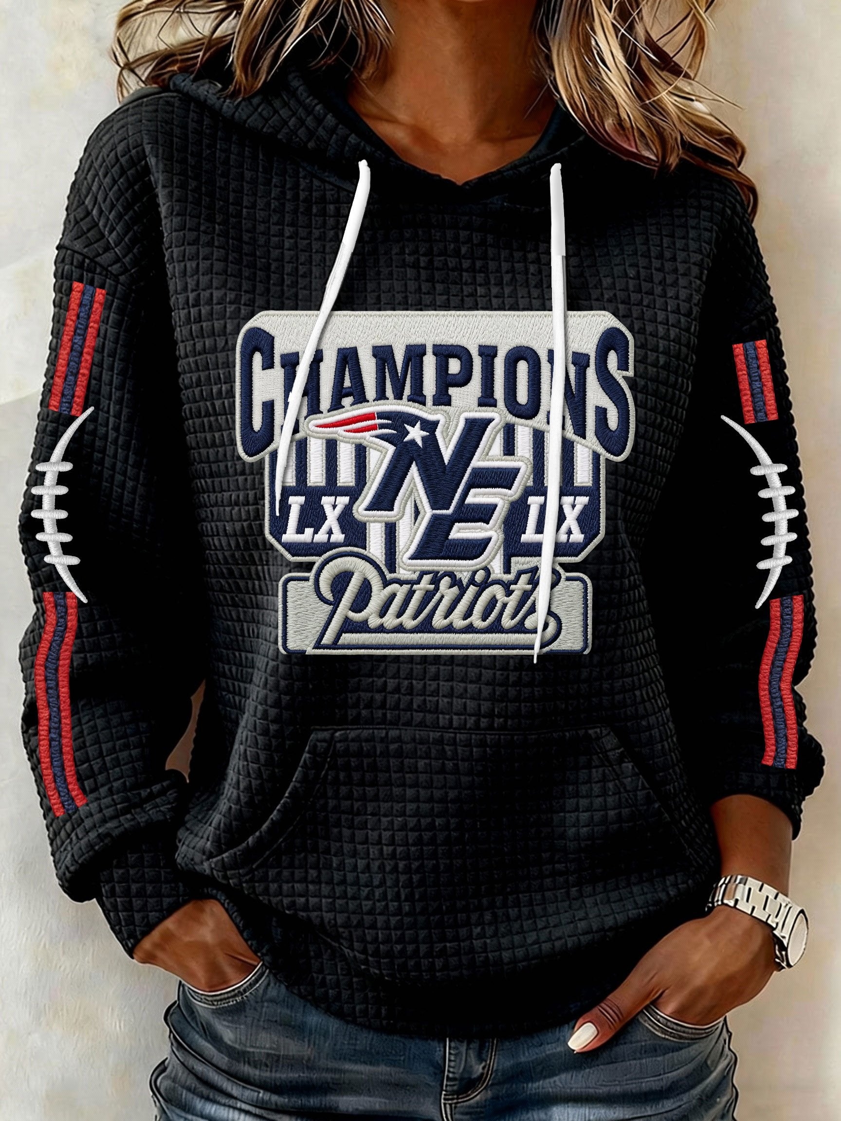 Women’s Football Graphic Waffle Knit Hoodie