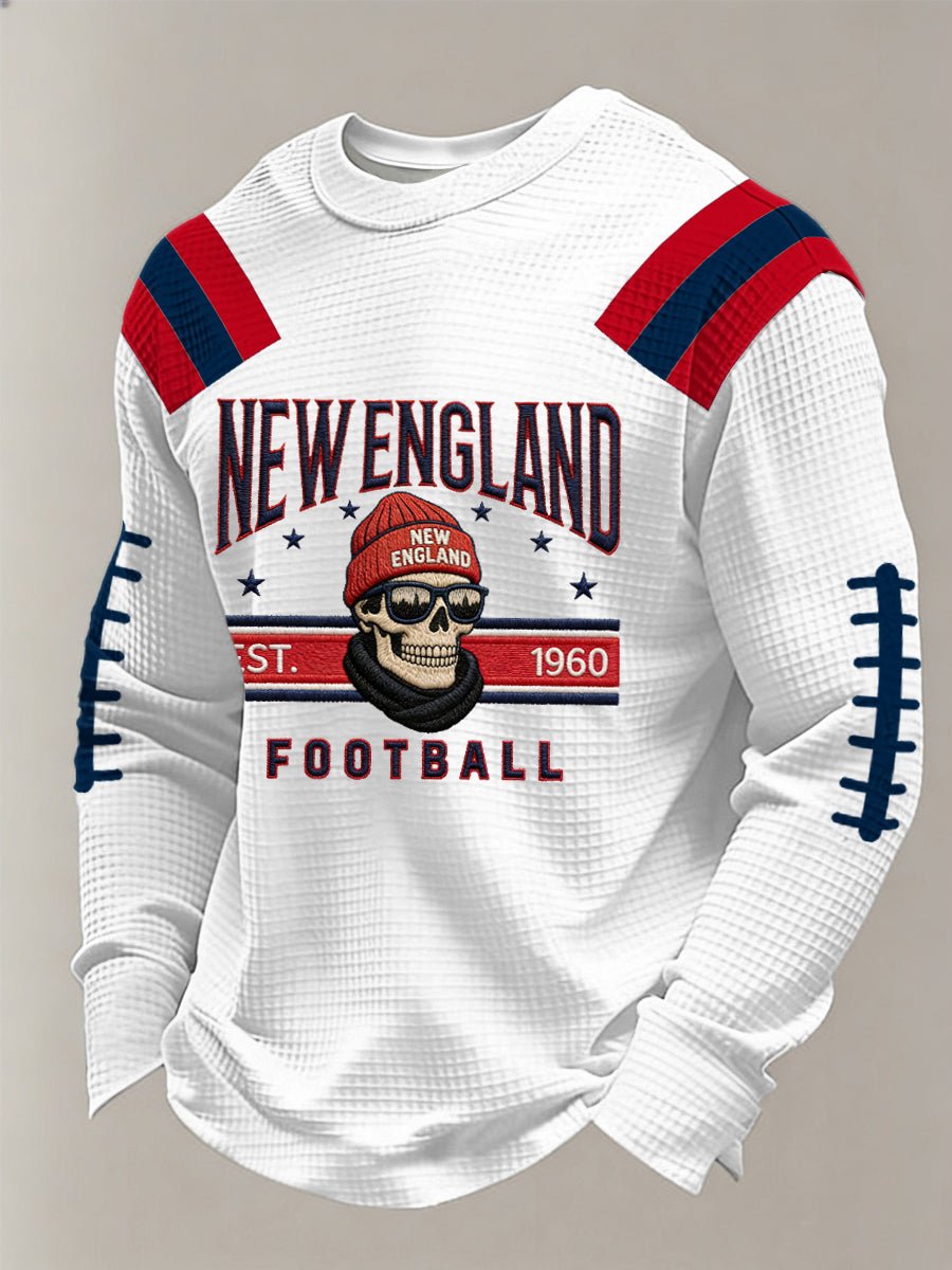 Men's Retro Football Print Casual Long-Sleeved Top