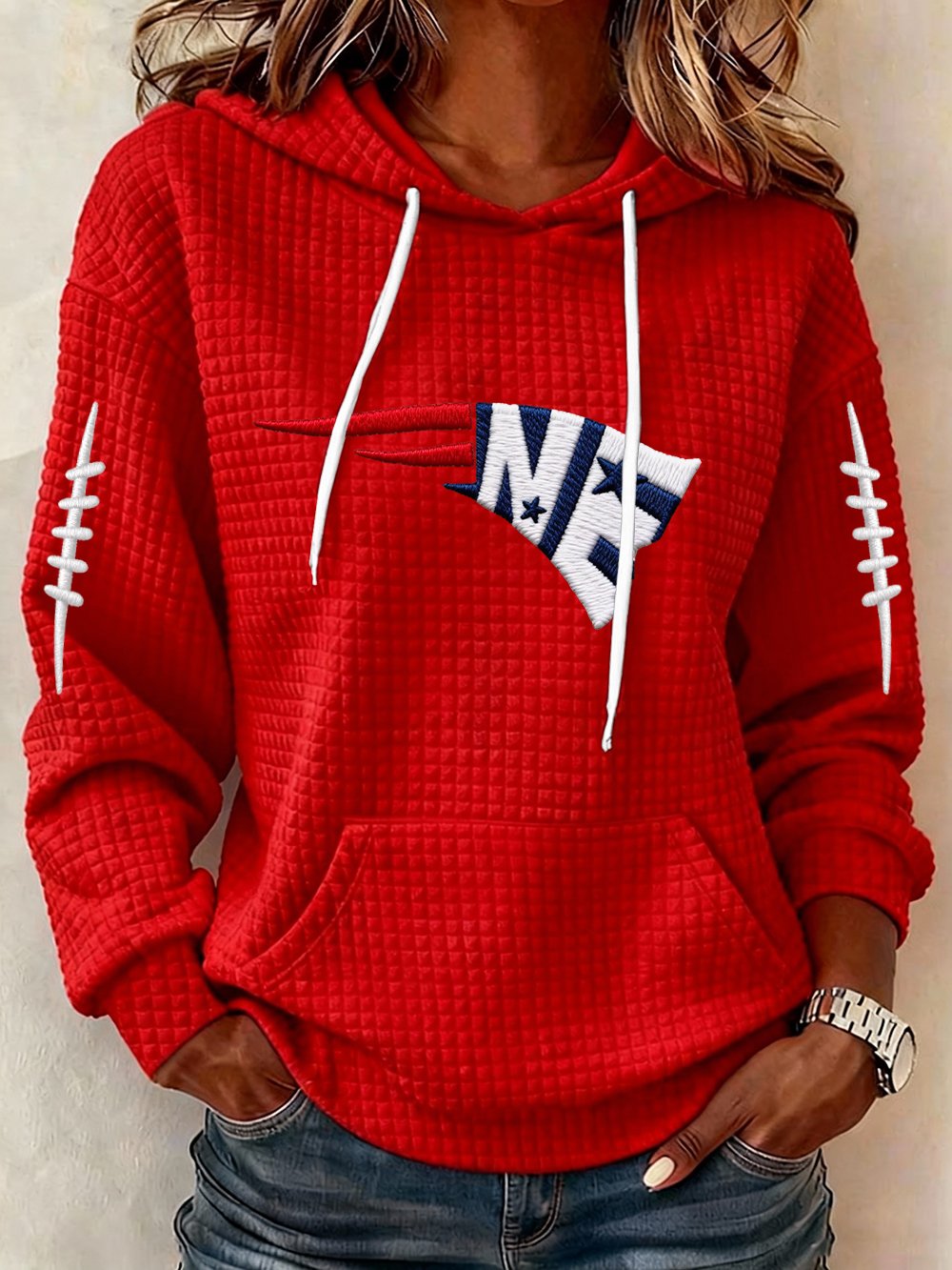 Women’s Football Graphic Waffle Knit Hoodie