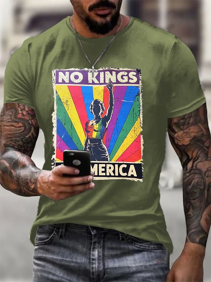 No Kings In America Print T-shirt