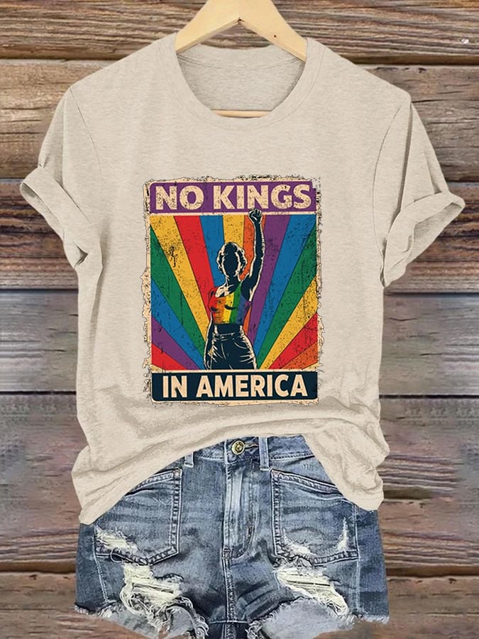 🔥Buy 3 Get 15% Off🔥Women's No Kings In America Print Caasual T-shirt