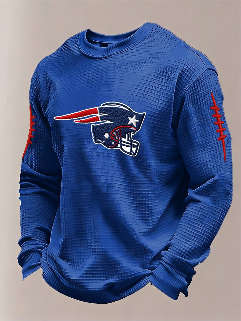 Men’s Football Graphic Waffle Knit Long Sleeve Crewneck T-Shirt