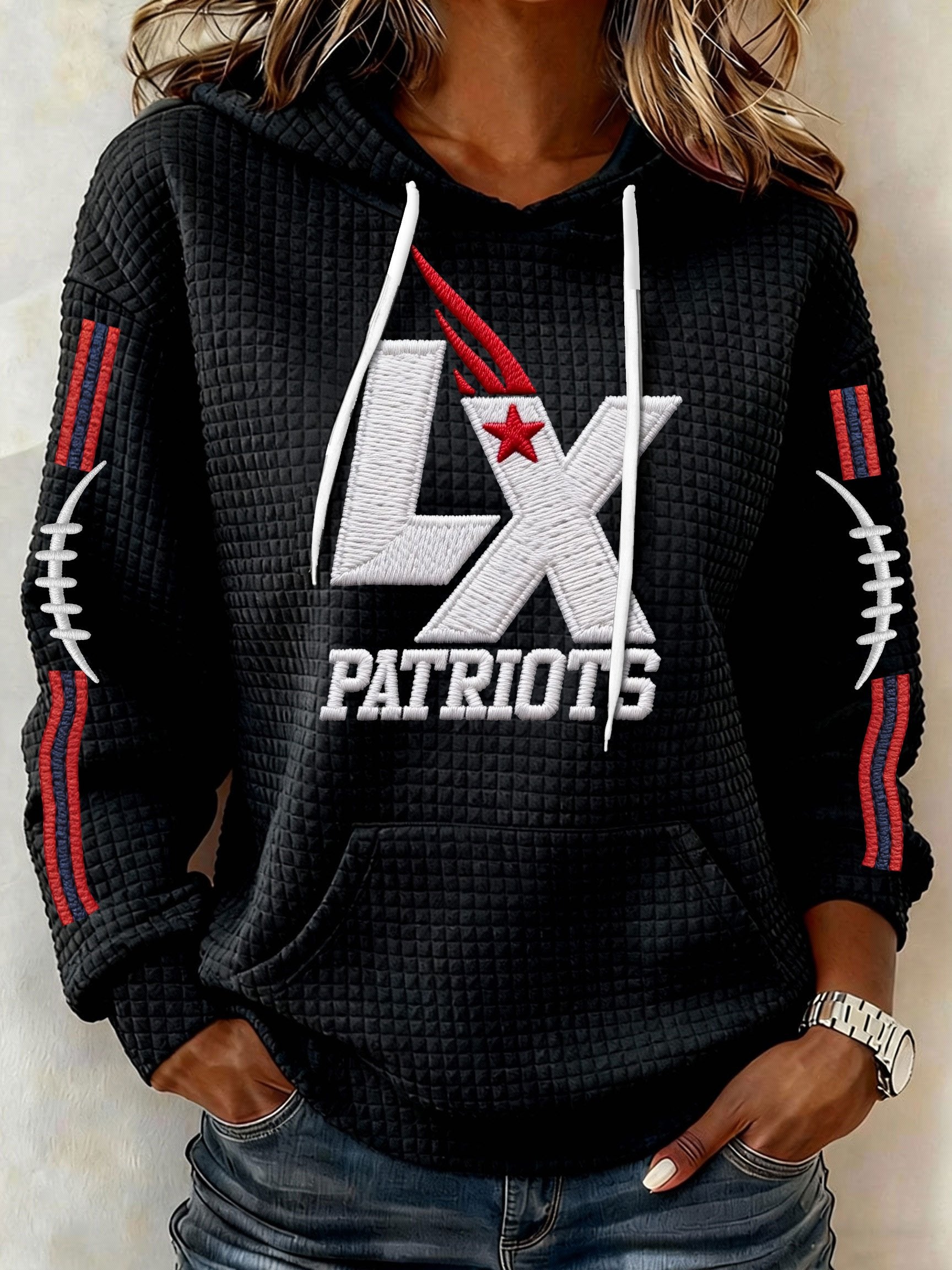 Women’s Football Graphic Waffle Knit Hoodie
