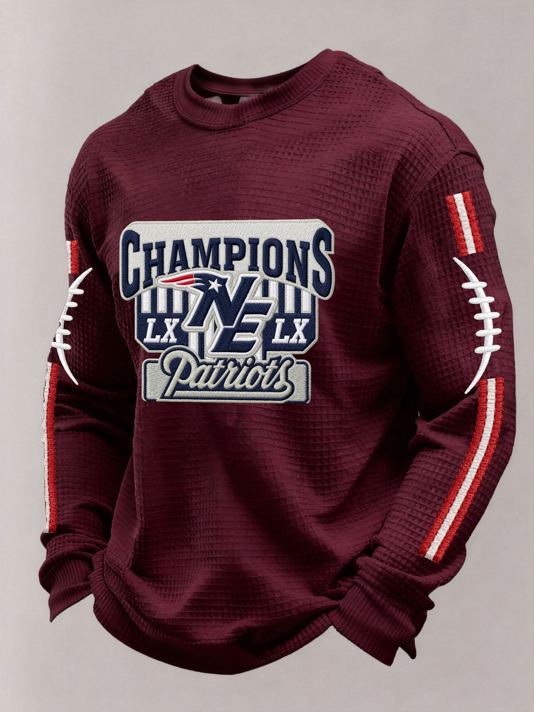 Men’s Football Graphic Waffle Knit Long Sleeve Crewneck T-Shirt