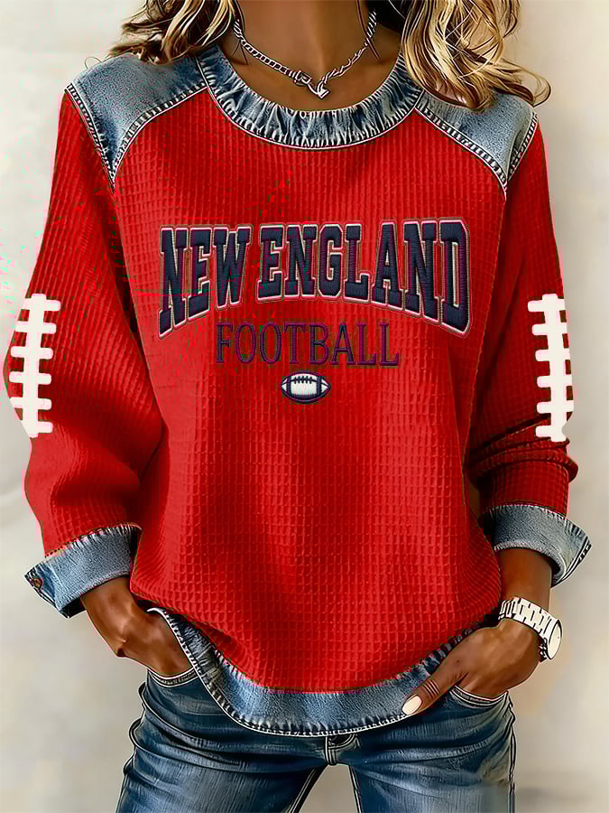 Women's rugby print long-sleeved sweatshirt