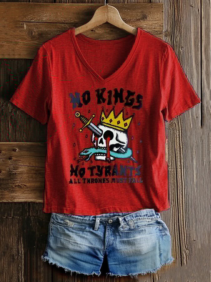 🔥Buy 3 Get 15% Off🔥Women's Casual Retro Reject The King Print T-Shirt