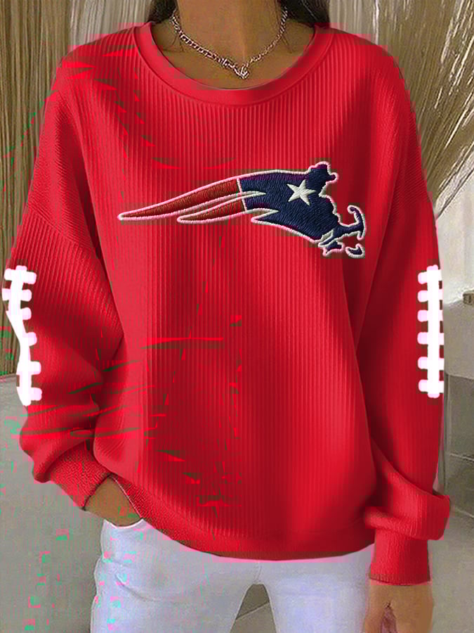 Women's football print crew neck top