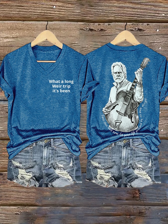 🔥Buy 3 Get 15% Off Women's Vintage Rock Tribute Print V Neck T-shirt
