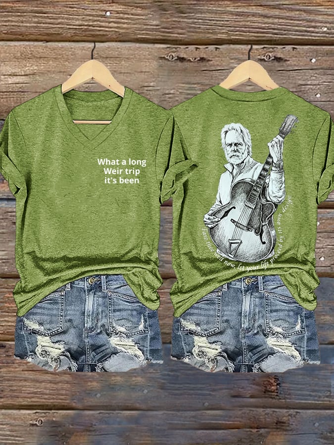 🔥Buy 3 Get 15% Off Women's Vintage Rock Tribute Print V Neck T-shirt