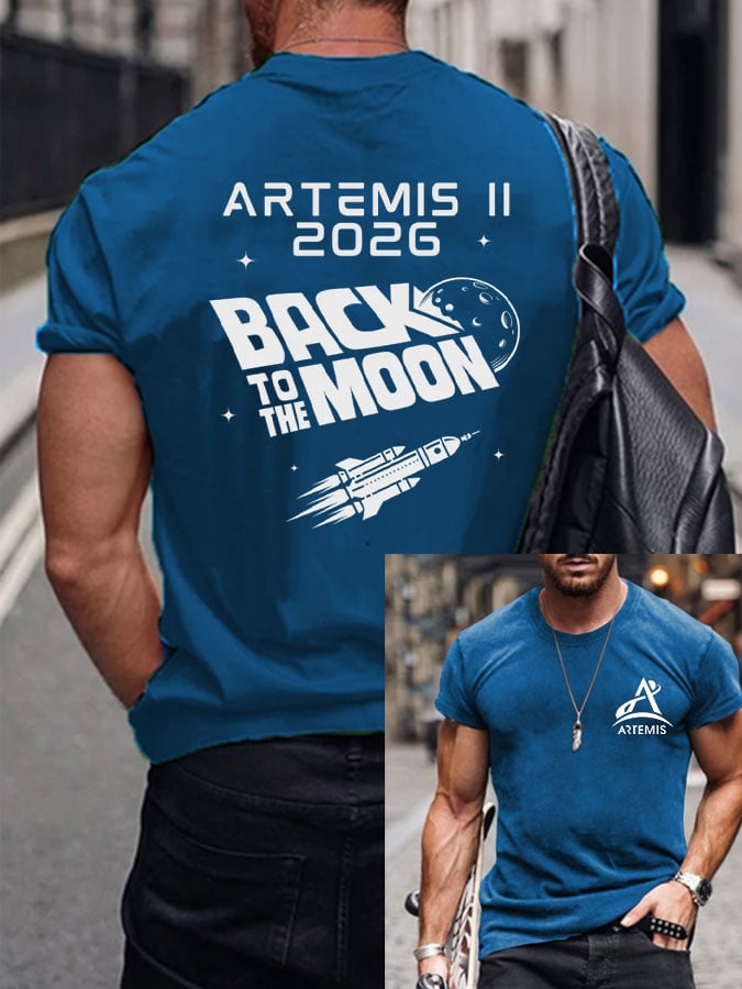 Men's Artemis II Round Neck Casual Printed T-Shirt