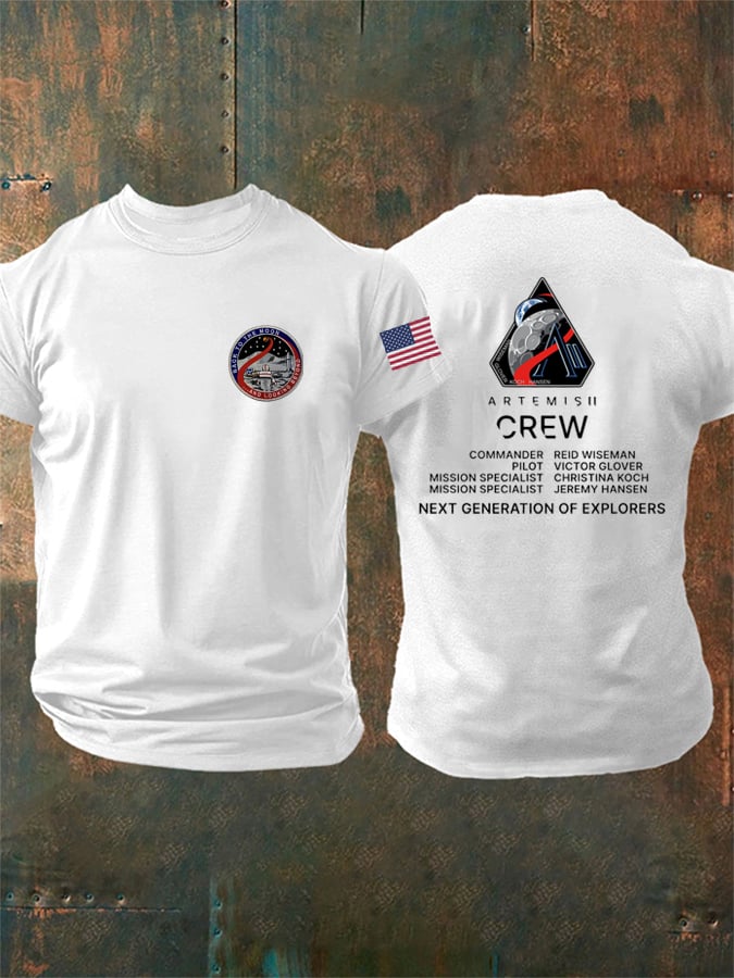 Men's Artemis II Space Mission Print Casual T-Shirt