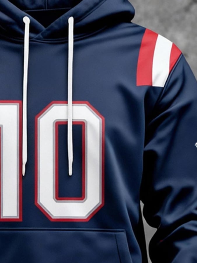 Men's Vintage Patchwork Rugby Hooded Sweatshirt