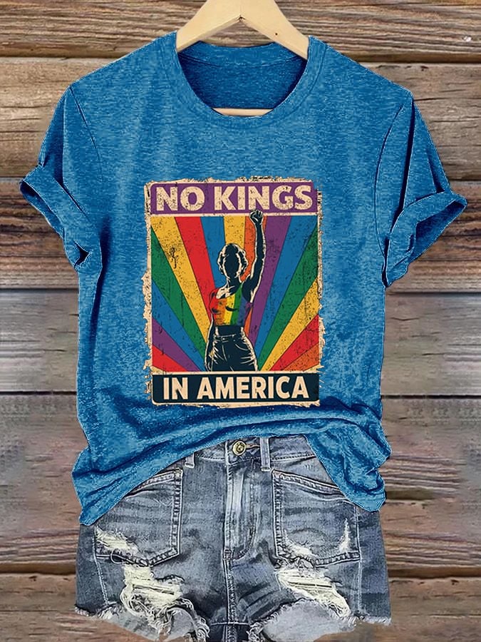 🔥Buy 3 Get 15% Off🔥Women's No Kings In America Print Caasual T-shirt