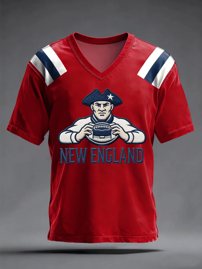 Men's Rugby Enthusiast Short-Sleeved V-Neck T-Shirt