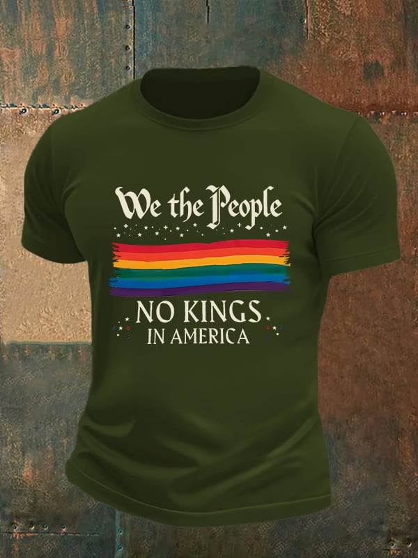 🔥Buy 3 Get 15% Off🔥Men's We the People NO KINGS IN AMERICA print T-Shirt