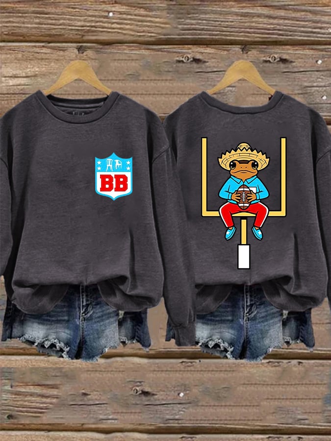 Women's Bunny Football Music Lover Print Casual Sweatshirt