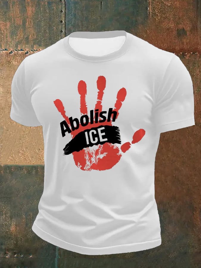 Men's Abolish ICE Casual Printed T-shirt