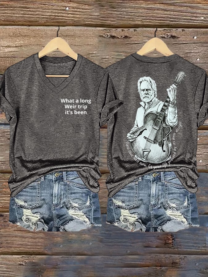 🔥Buy 3 Get 15% Off Women's Vintage Rock Tribute Print V Neck T-shirt