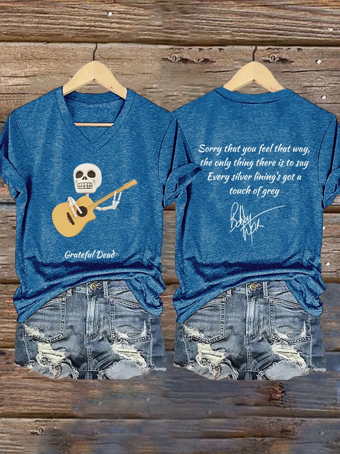 ๐ฅBuy 3 Get 15% Off Women's Vintage Rock Tribute Print V Neck T-shirt