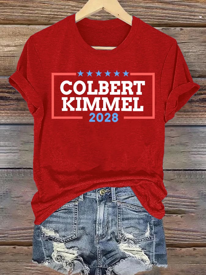 Women's Talk Show Colbert Kimme 2028 Print T-Shirt