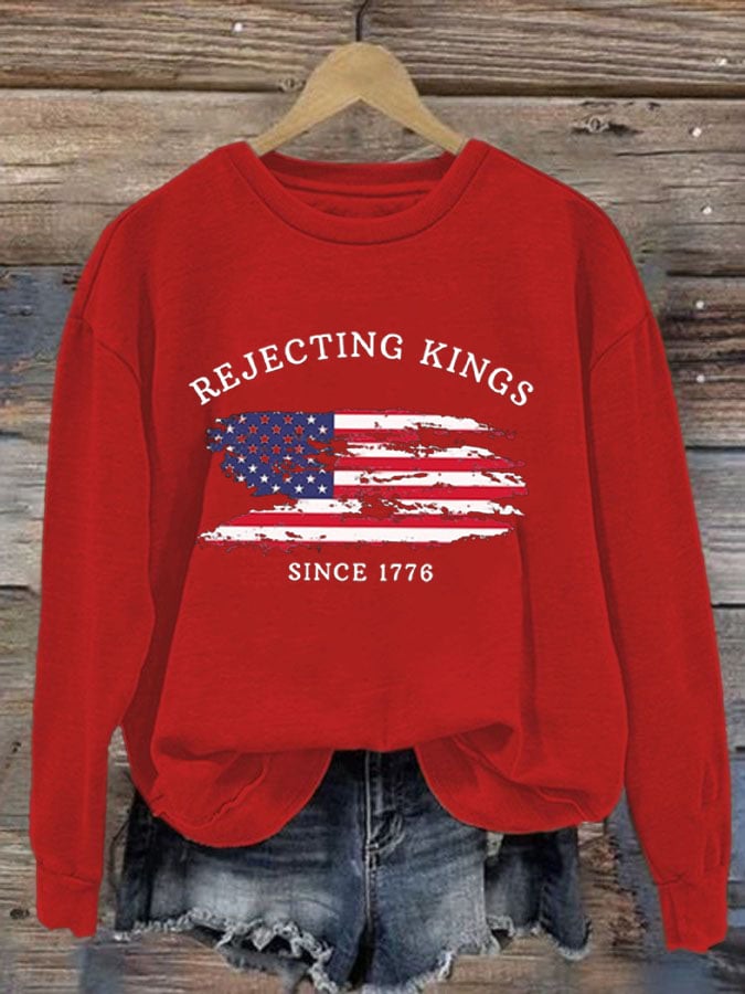 🔥Buy 3 Get 15% Off🔥Women's Rejecting Kings Since 1776 Print Casual Sweatshirt