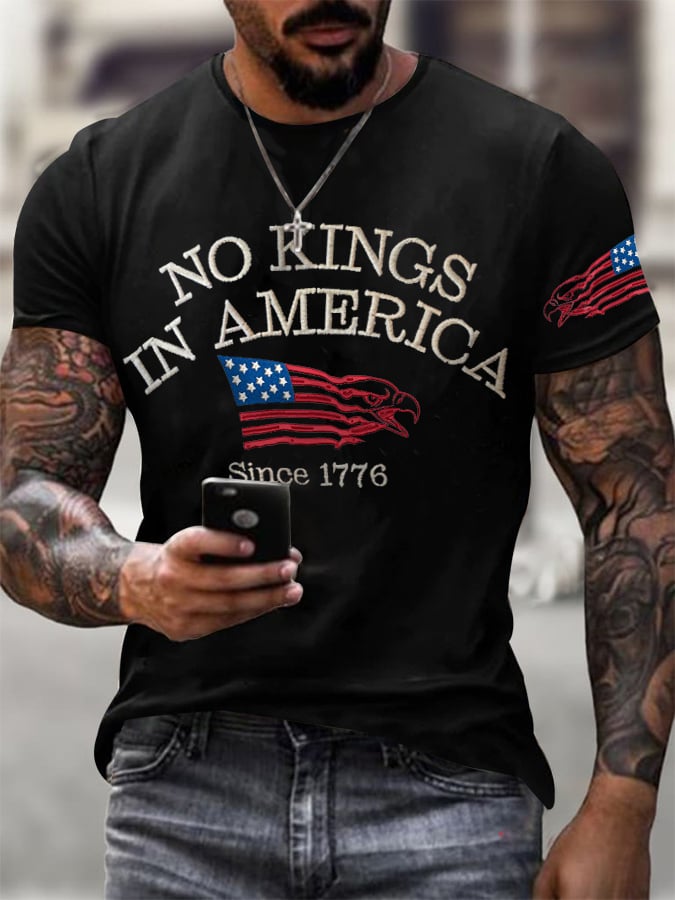 🔥Buy 3 Get 15% Off🔥Men's Retro No Kings In America Since 1776 Print T-Shirt