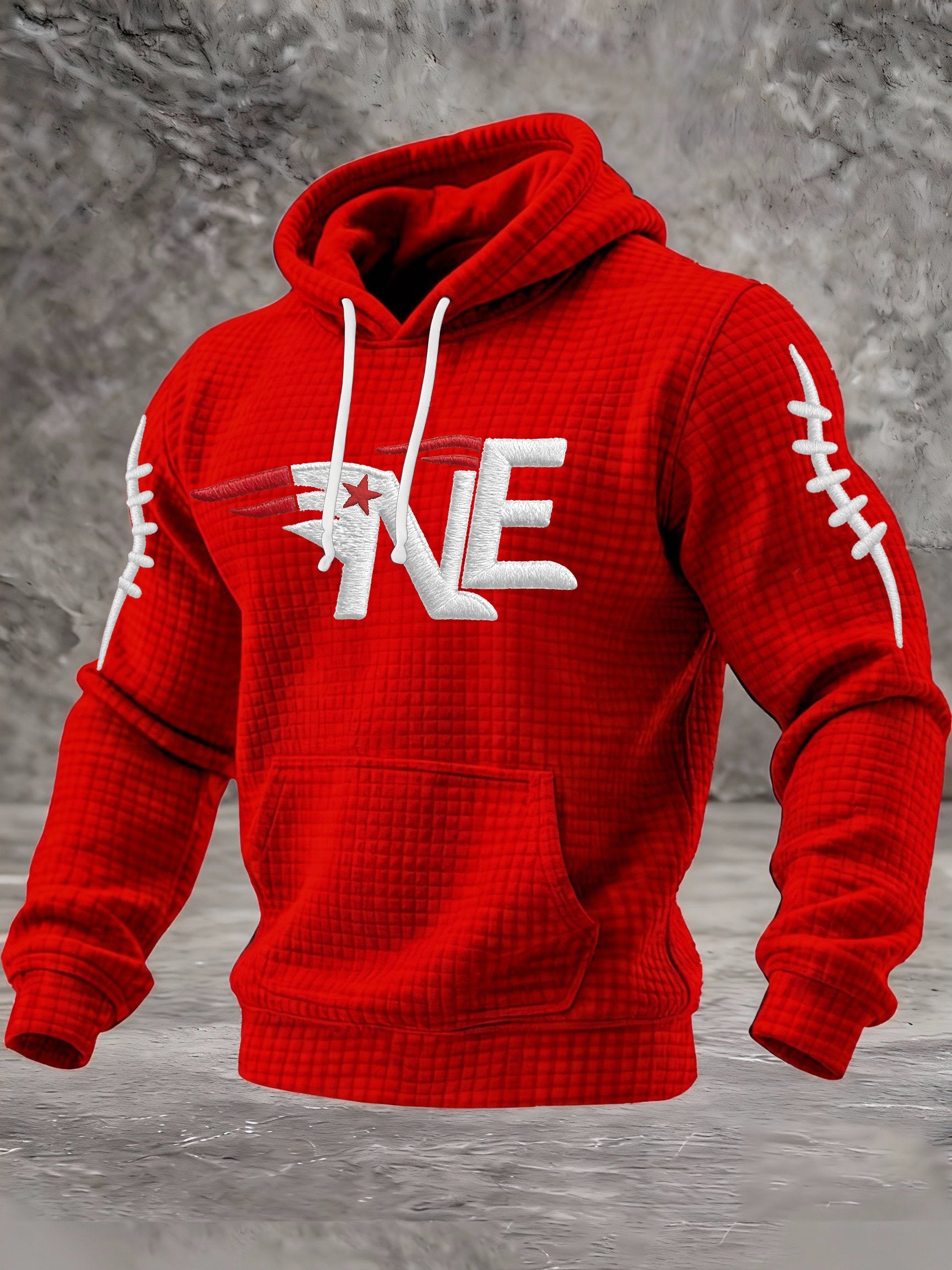 Men’s Football Graphic Plaid Hoodie Sweatshirt