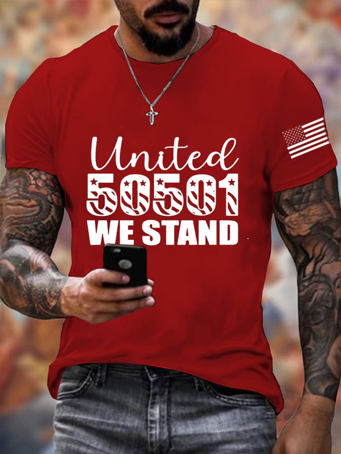 🔥Buy 3 Get 15% Off🔥Men's 50 Protests 50 States 1 Movement Print T-Shirt