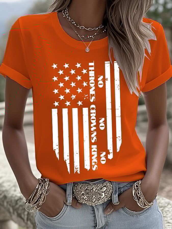 🔥Buy 3 Get 15% Off🔥Women's No Thrones No Crowns No Kings Printed Pure Cotton Casual T-Shirt